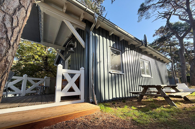 Bungalow in G&ouml;hren - Strandkiste G&ouml;hren - Aussenansicht, Eingang Terrasse